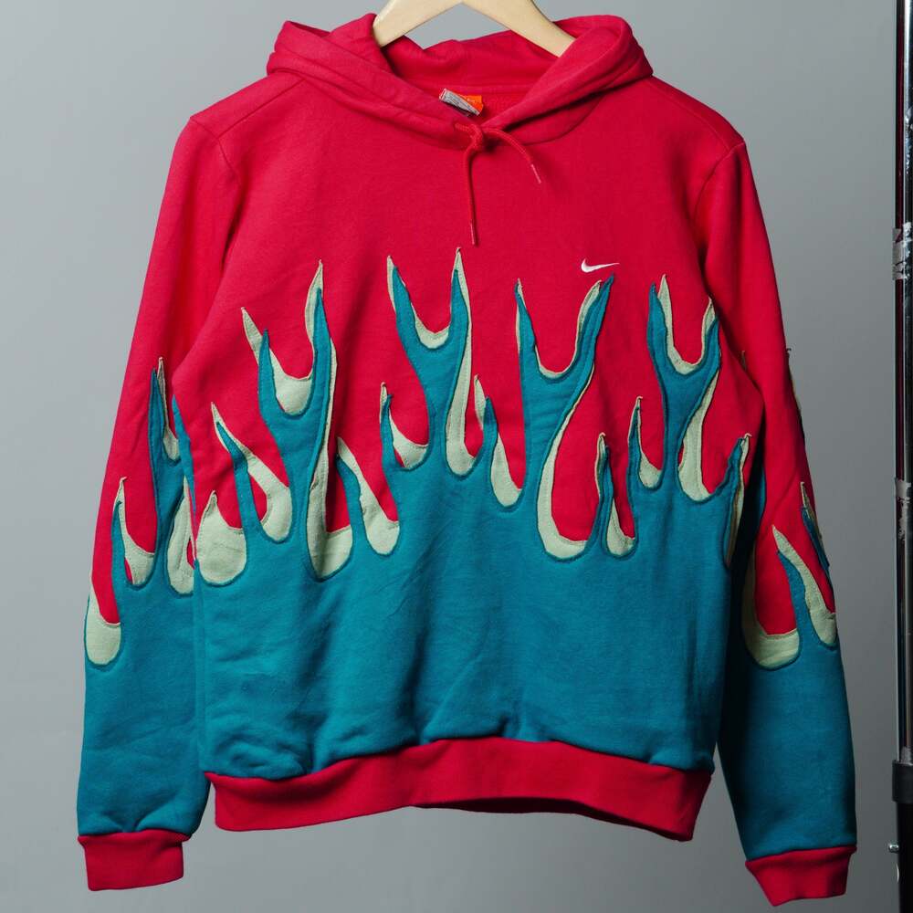 Upcycled Flame Sweatshirt Size Youth L (10-12) Girls
